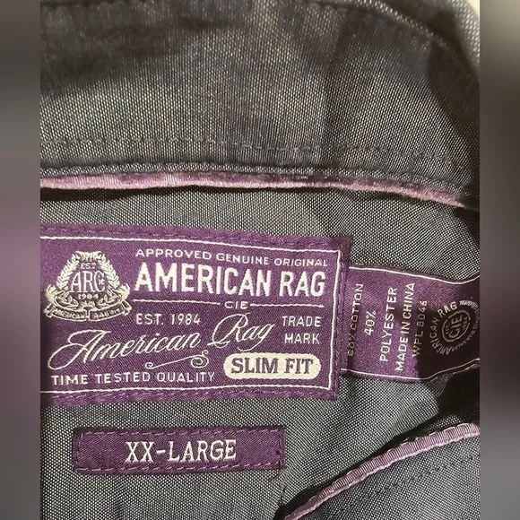 American Rag Men's XX-Large Charcoal Button Down Shirt - Picture 2 of 3